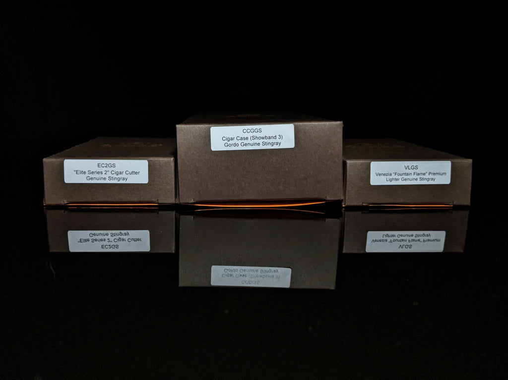 Brizard and Co. Stingray Cigar Case — with Matching Cutter & Lighter, New in Box