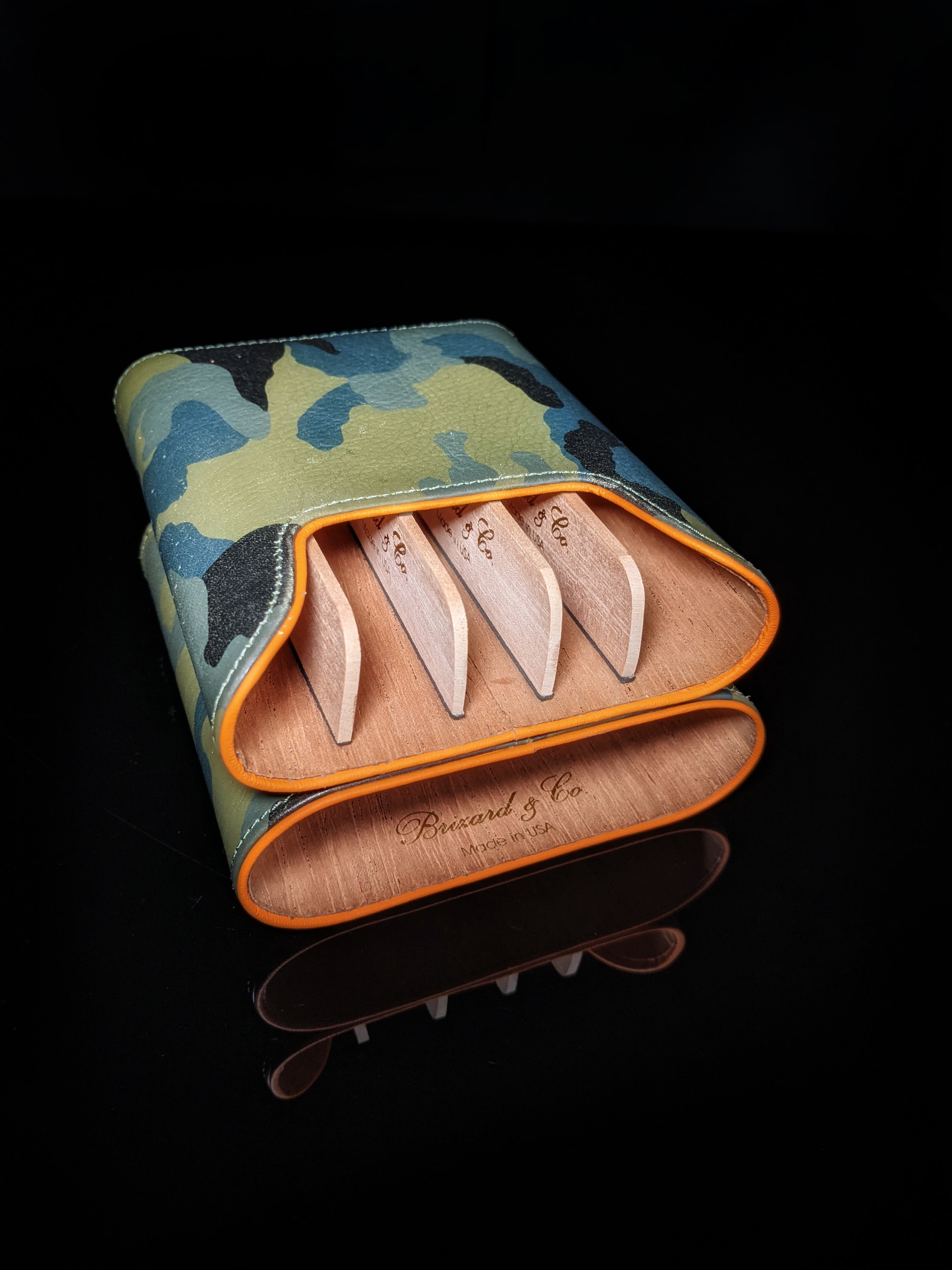 Brizard and Co. Golfer’s Case (Show Band 5) — Camouflage & Orange Leather, New in Box