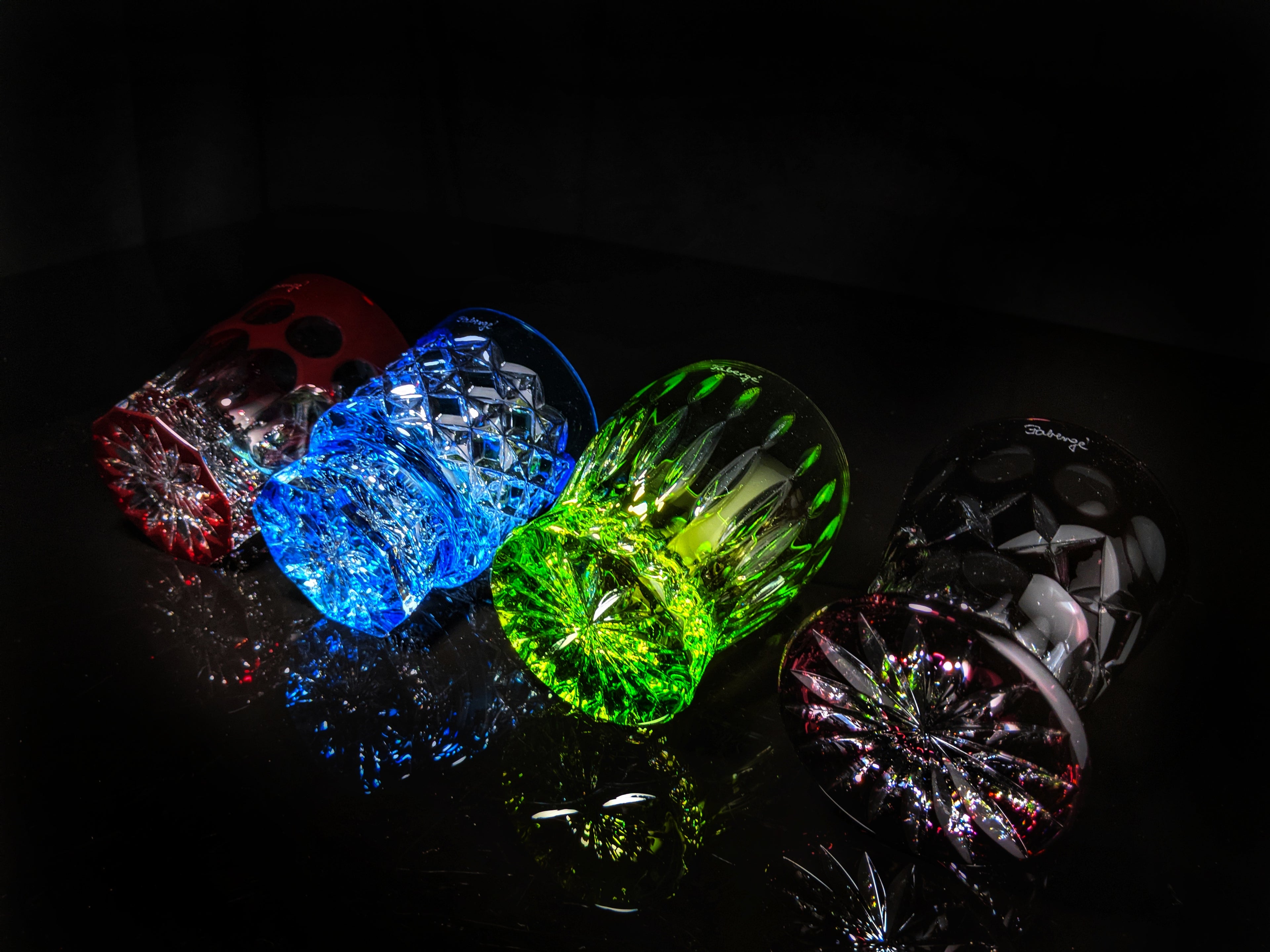 Fabergé Crystal Colored Glasses — Set of 4