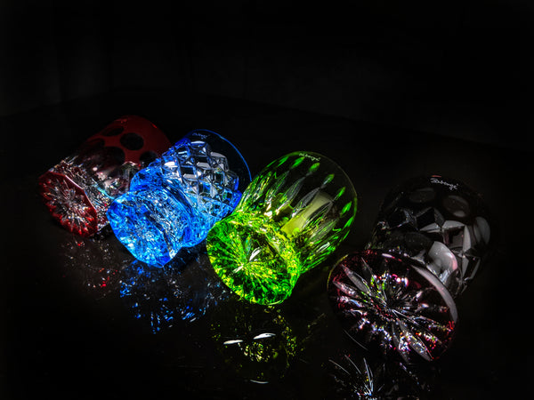 Faberge Crystal Colored Glasses Set of 4 NIB