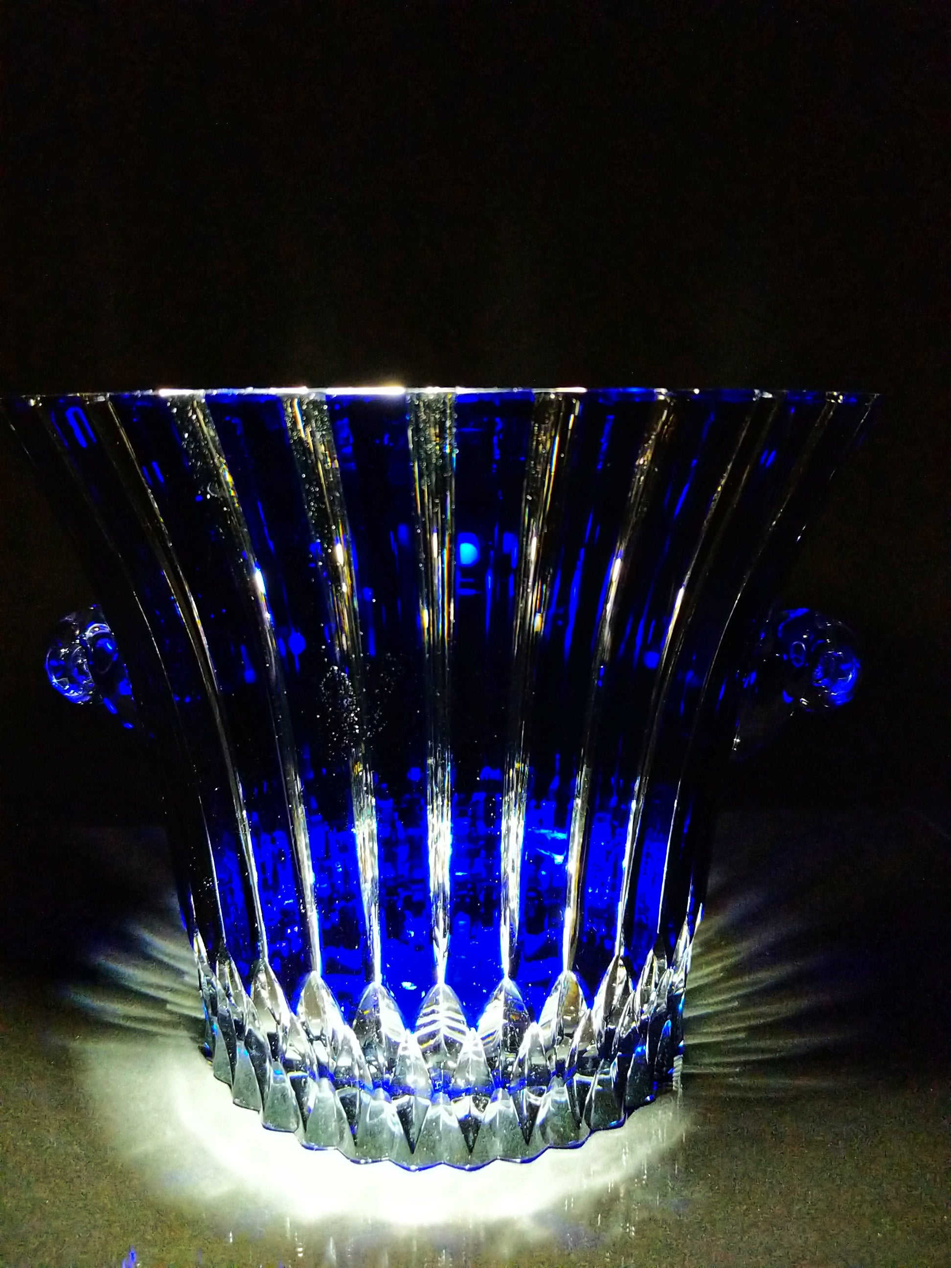 AJKA Cobalt Blue and Clear Cut Large Ice Bucket