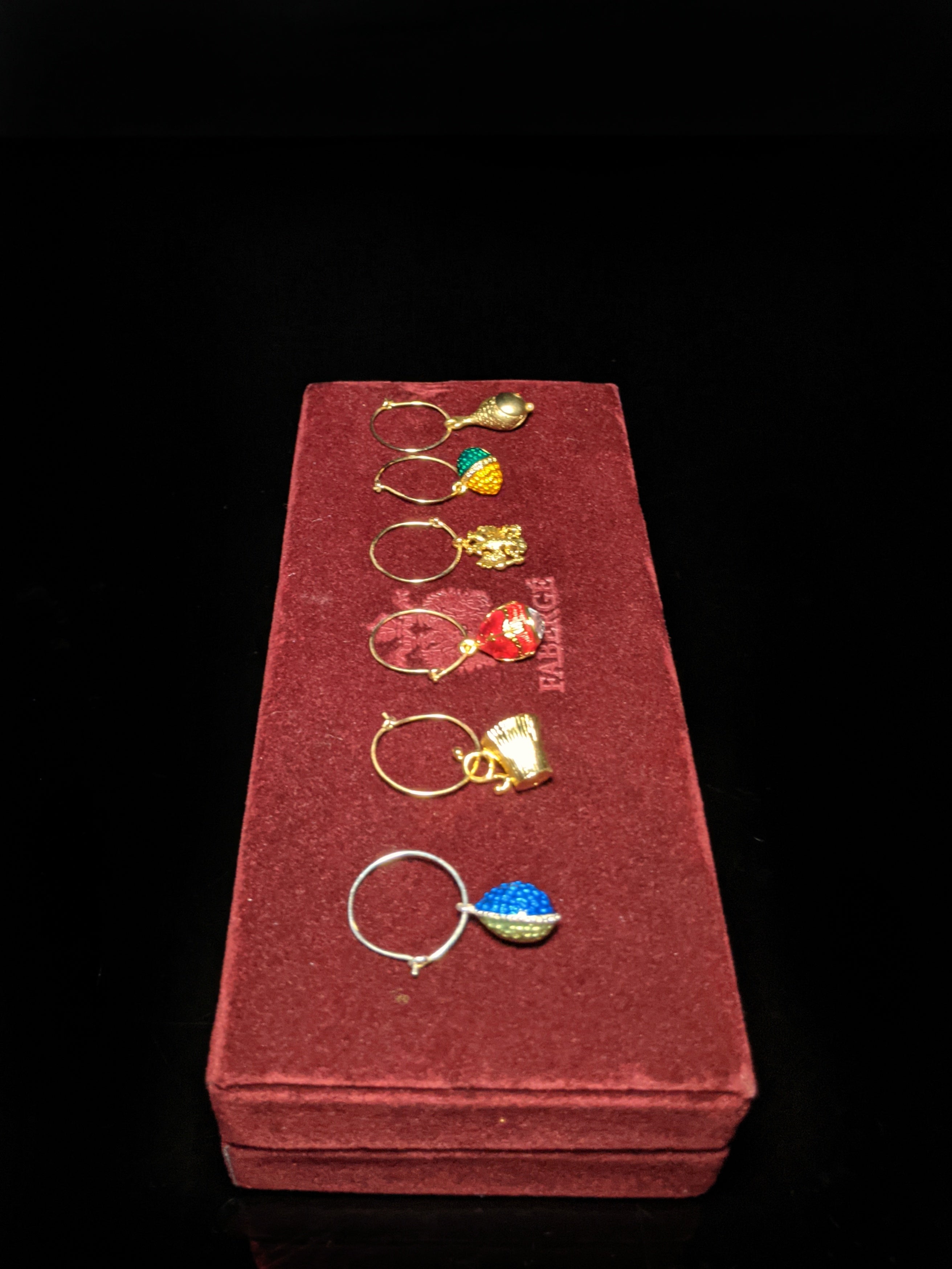 Fabergé Crystal Glass Charms — Set of 6 in Original Velvet Box