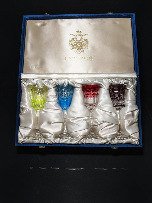 Faberge Colored Crystal  Cordial Glasses