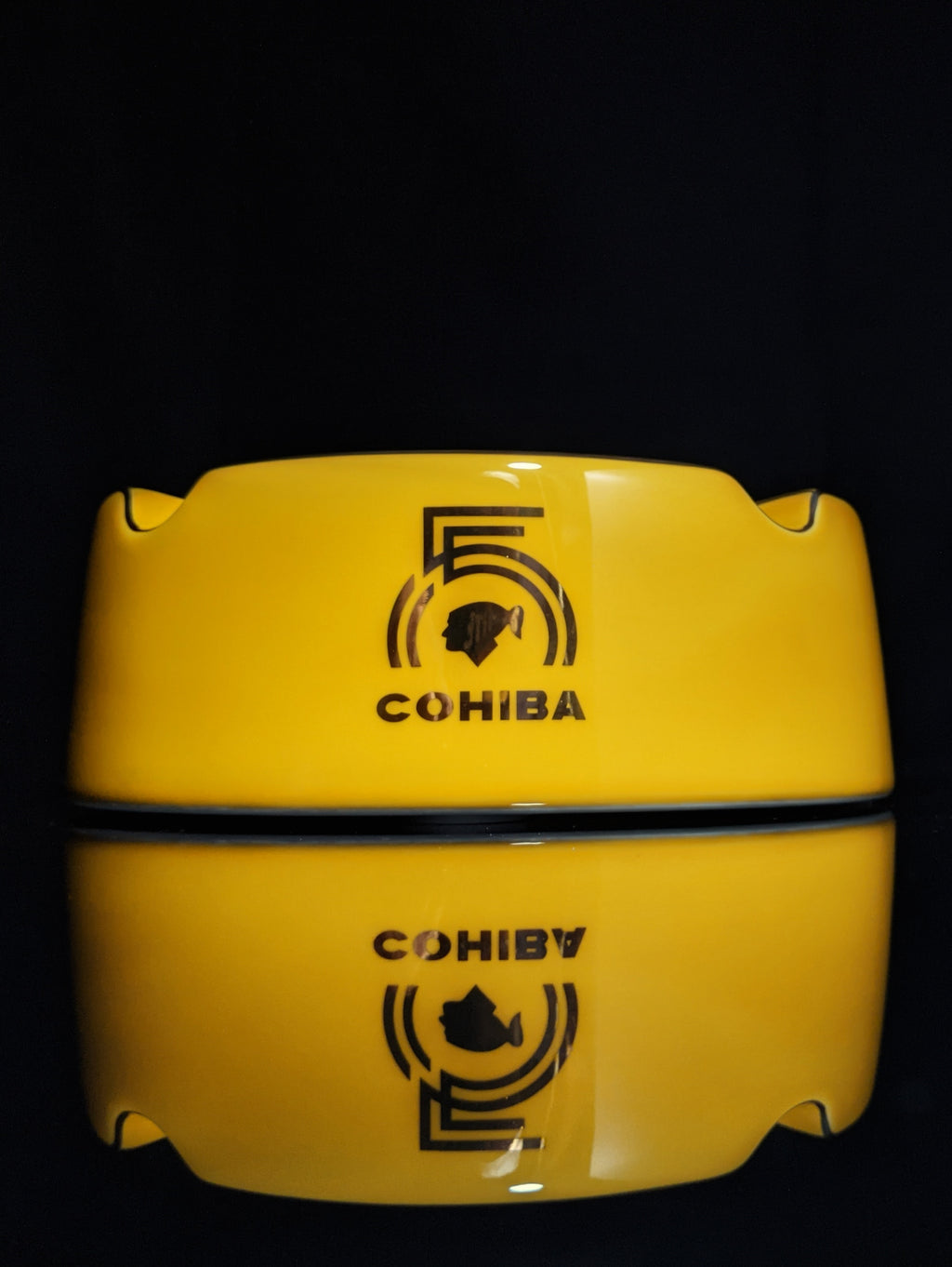 Large Gold Ceramic Cigar Ashtray 8" Diameter by 2.75 " Tall