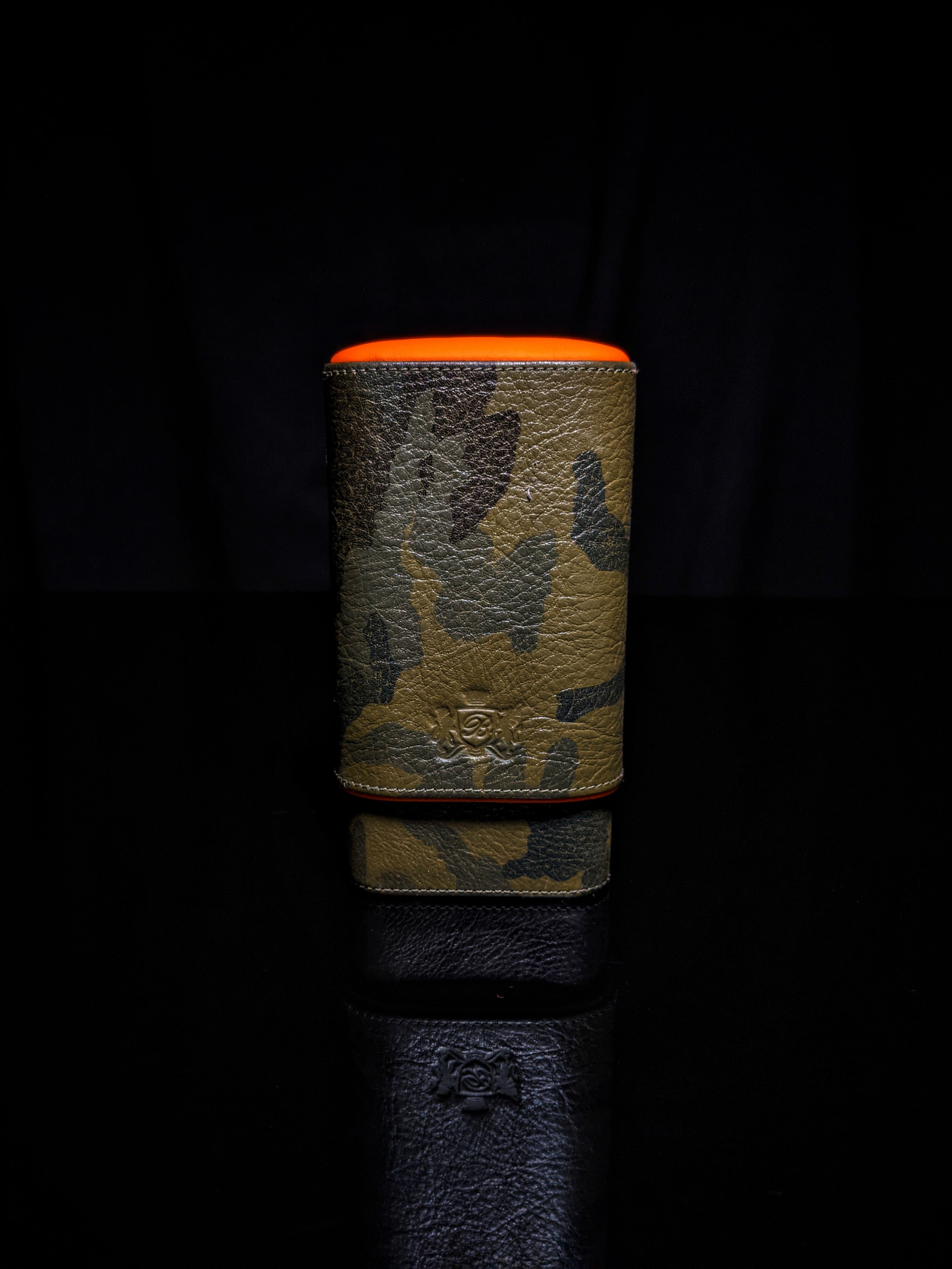 Brizard and Co. Show Band 3 Cigar Case — Camouflage & Orange Leather