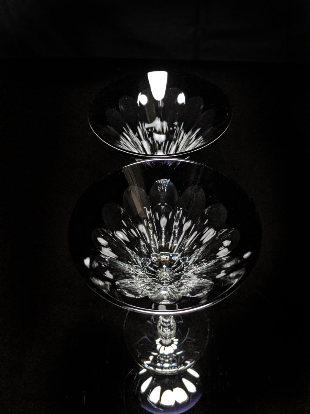 Fabergé Black Crystal Martini Glasses — Set of 2 with Original Presentation Case