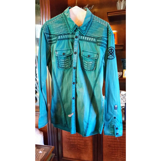 Roar Teal Long Sleeve Preowned Good Condition Shirt Size Medium