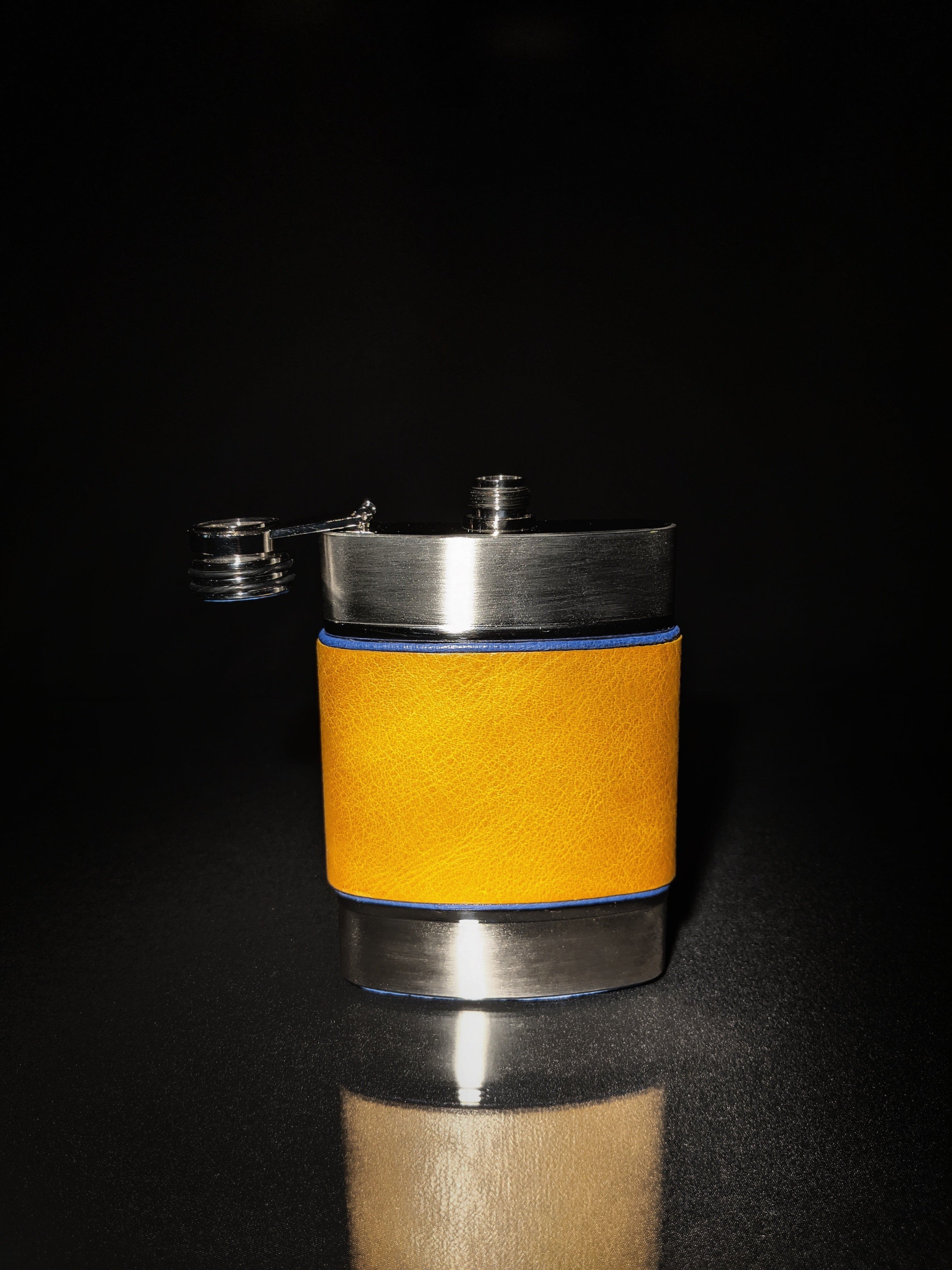 Brizard and Co. The 6 oz Flask - Blue and Camel Color Leather