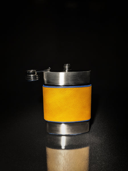 Brizard and Co. The 6 oz Flask - Blue and Camel Color Leather