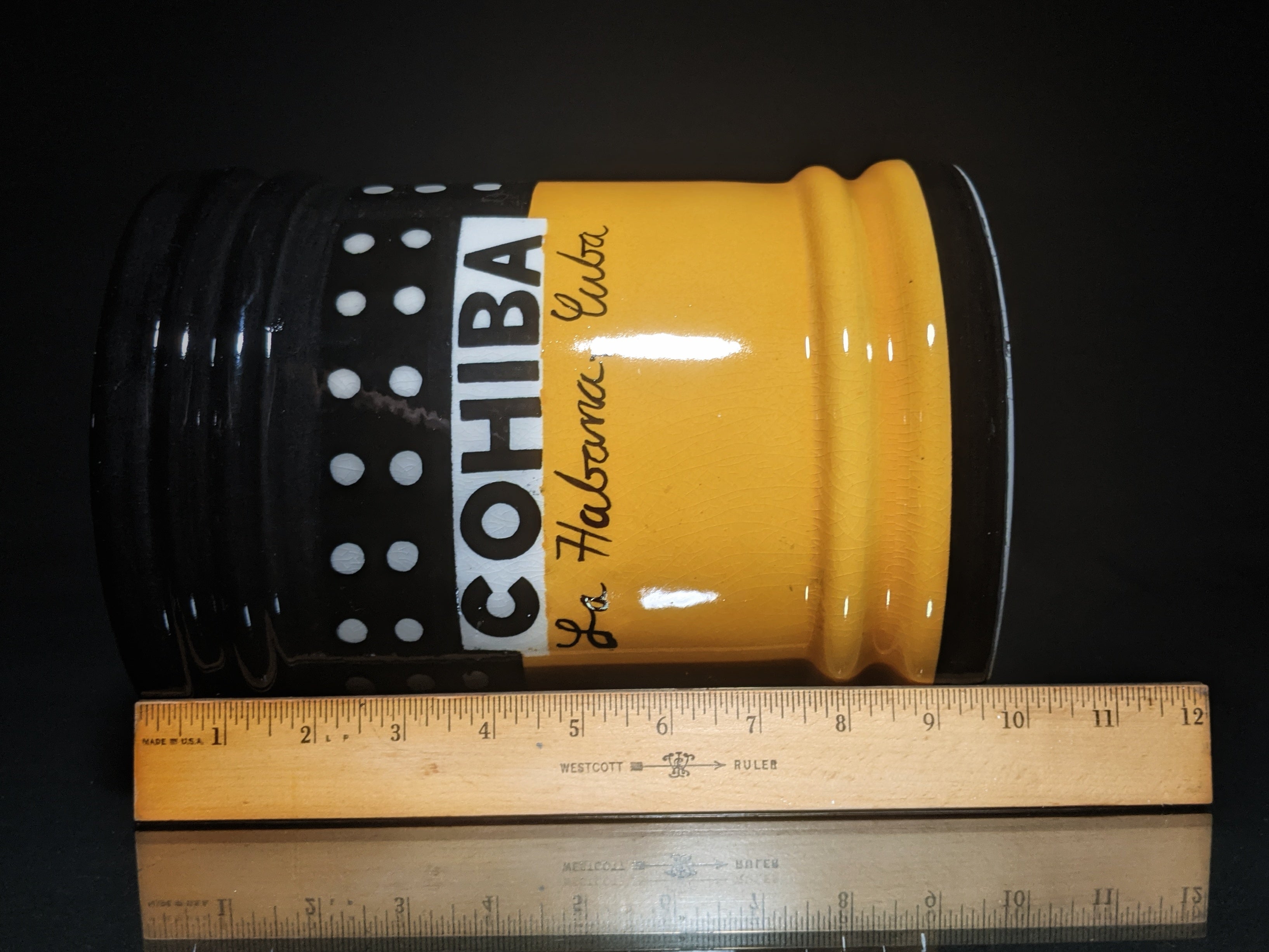 Large Ceramic Humidor Jar 13" H x 7.5" W.