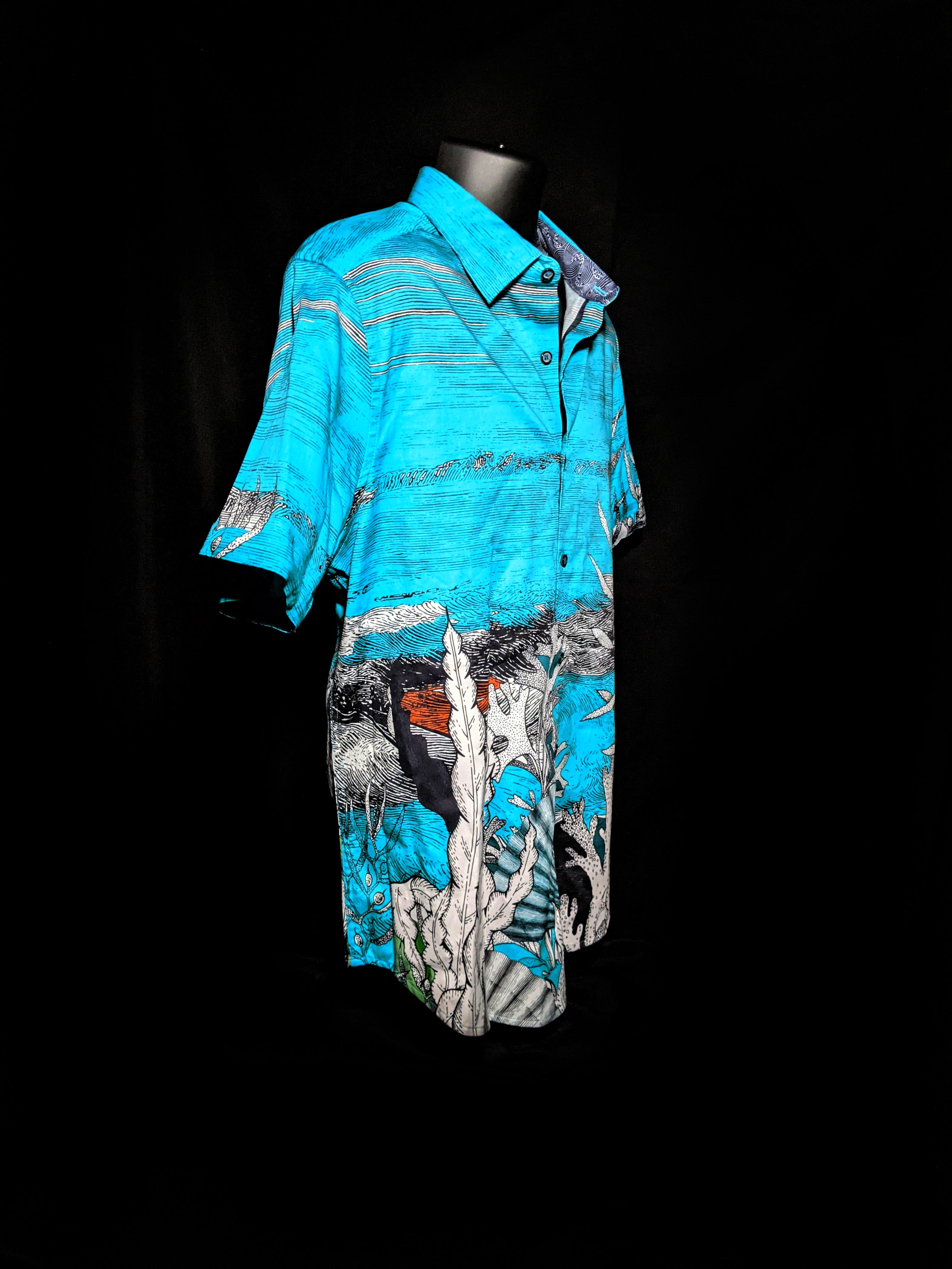Robert Graham Sea Monster Short Sleeve Shirt Size Large NWTS (Copy)