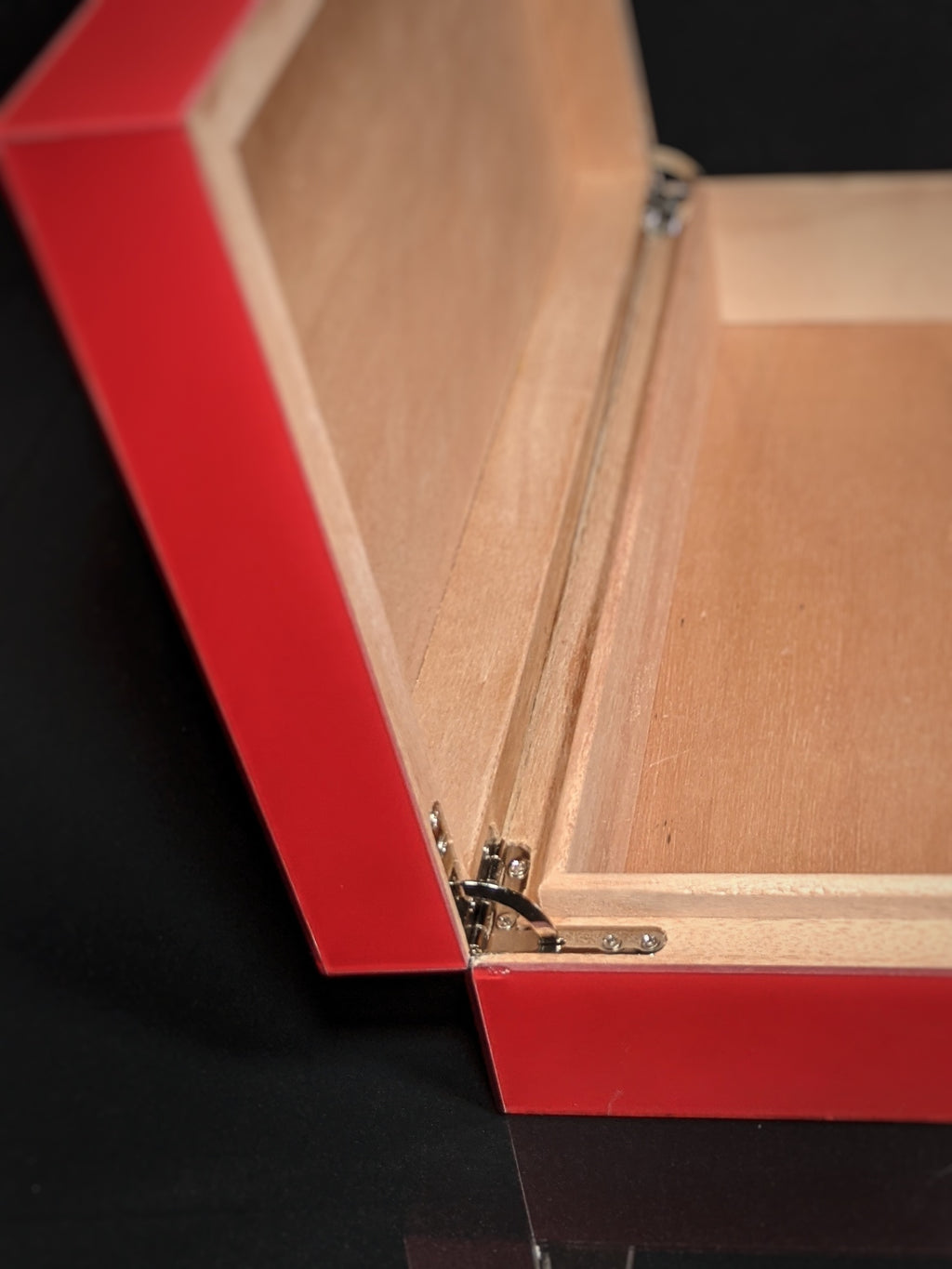 Red Lacquer Finish Wood Humidor Showroom Model