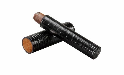 Brizard and Co. The Single Cigar Tube - Croco Pattern Black