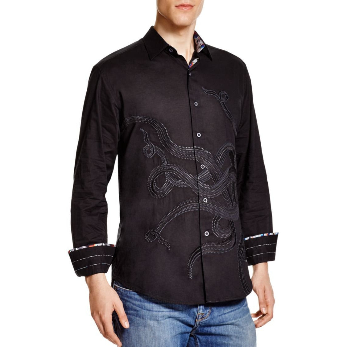 Robert Graham Octopus Photographic Embroidered Shirt — Medium