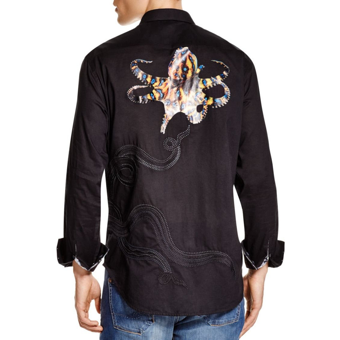 Robert Graham Octopus Photographic Embroidered Shirt — Medium