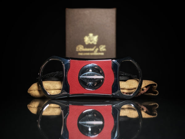 Brizard and Co Black Python Pattern and Red Leather cigar cutter