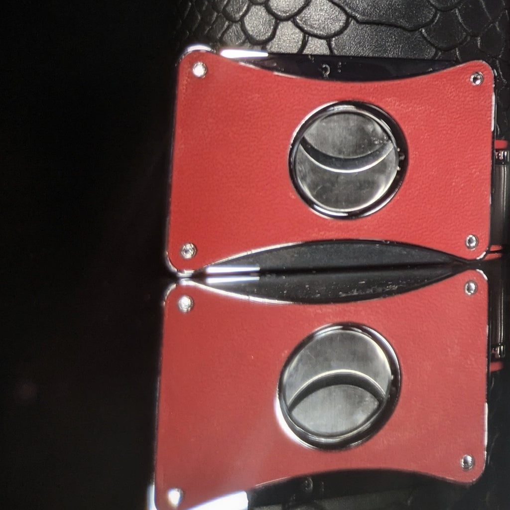 Brizard and Co Havana Traveler in Black Python Pattern and Red Leather with cutter