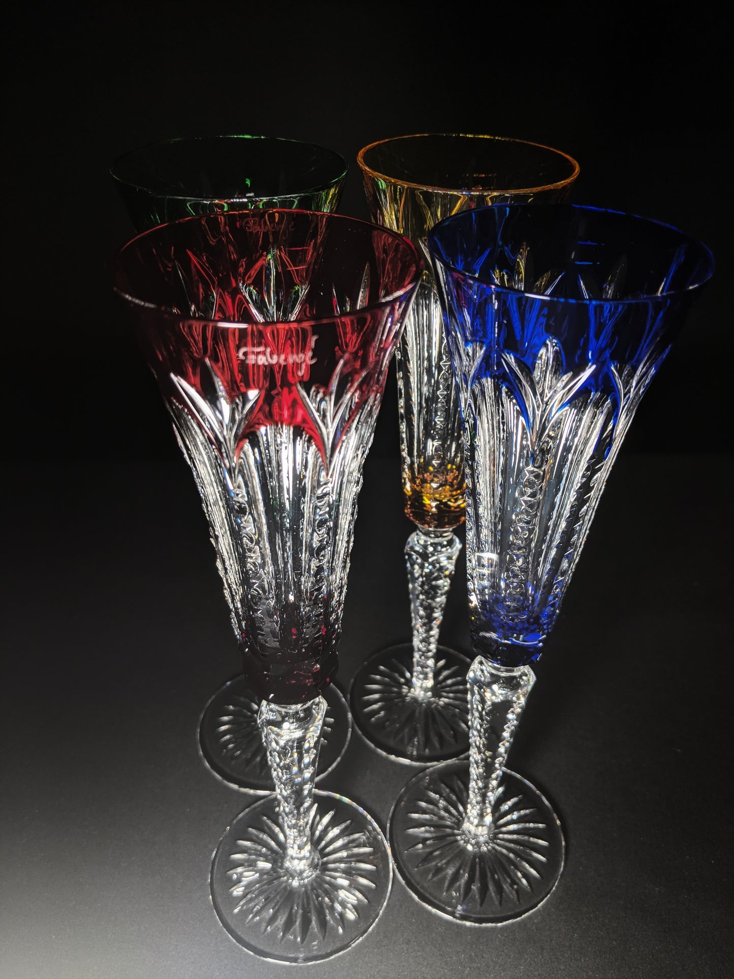 Faberge Grand Palais Crystal Colored Flutes