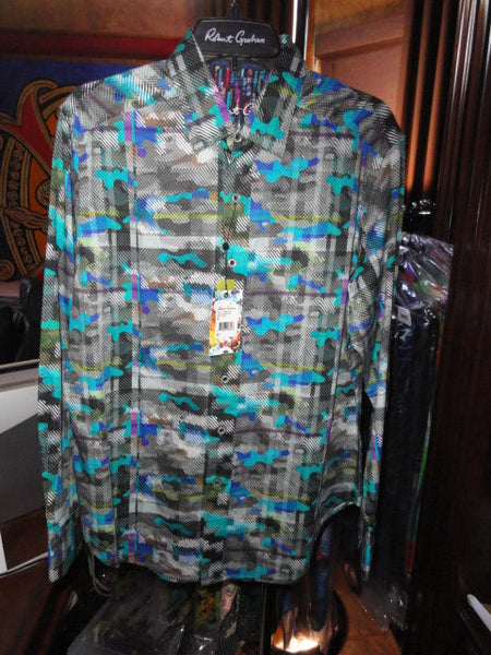 Robert Graham Hydroflauge Colorful Long Sleeve Shirt Size 1XL