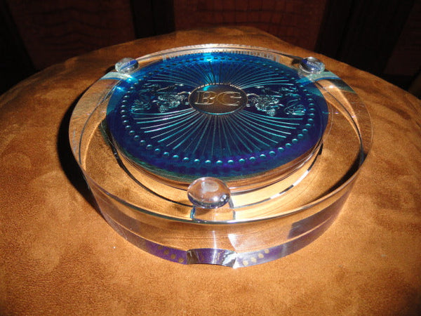 Arturo Fuente custom heavy clear glass ashtray. NIB 7 7/8" Diameter