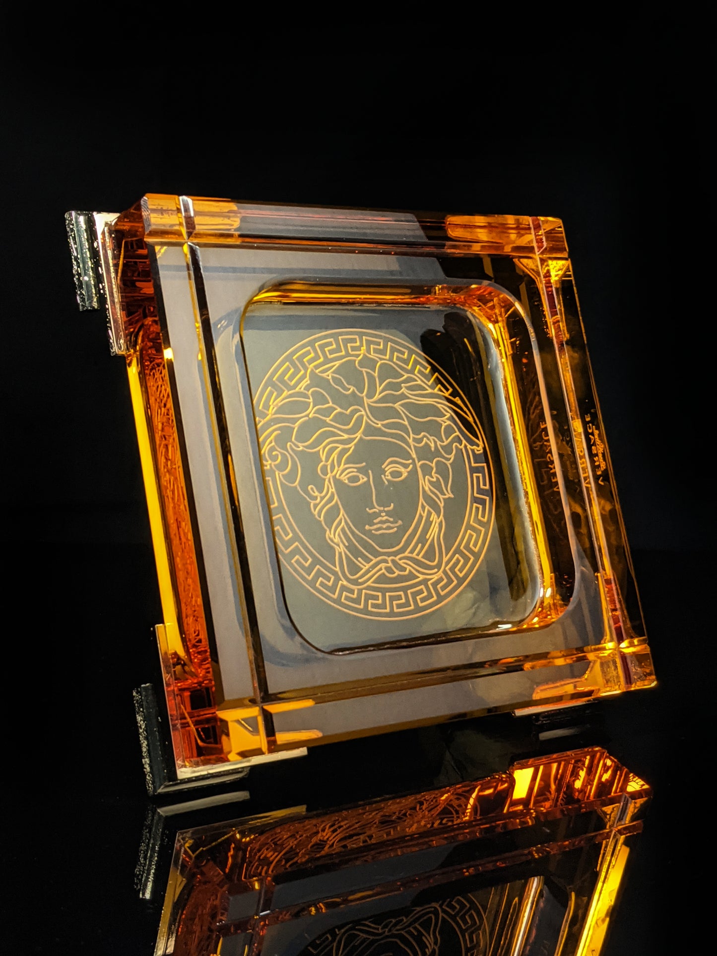 Versace Amber Crystal Ashtray NIB