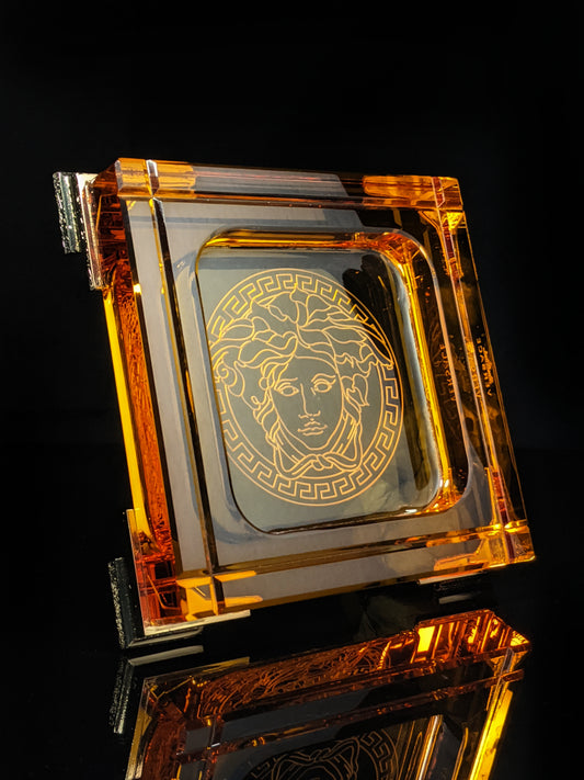 Versace Amber Crystal Ashtray NIB