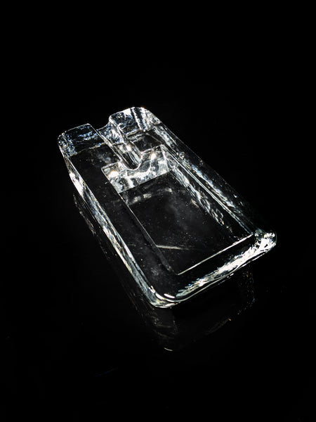 Heavy Clear Glass Cigar Ashtray Measures 7.5" L x 3.5" W x 1.5" H