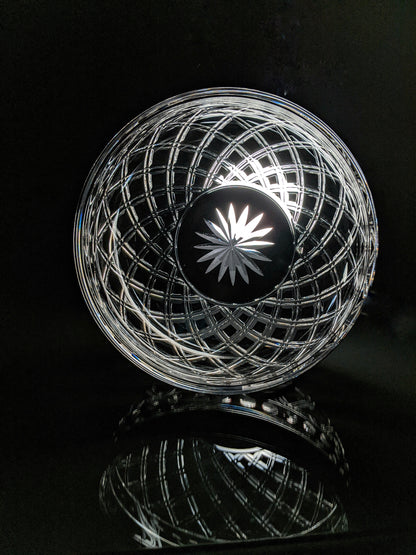Black Crystal Clear Cut Bowl 9" diameter