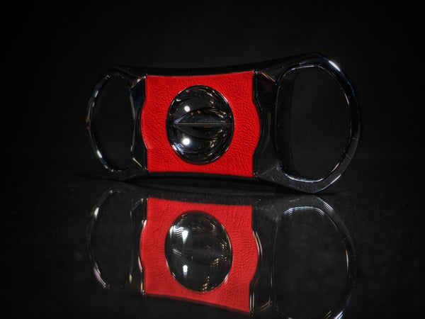 Brizard and Co Black Python Pattern and Red Leather cigar cutter