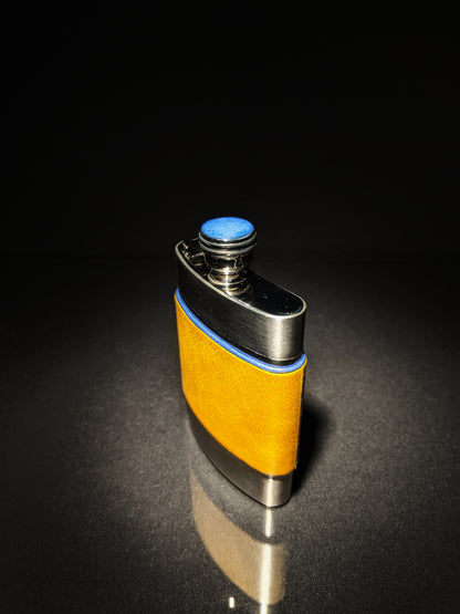 Brizard and Co. The 6 oz Flask - Blue and Camel Color Leather