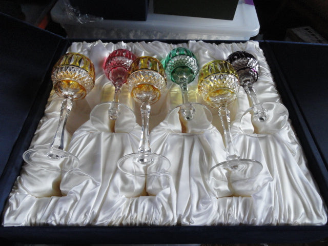 FABERGE XENIA IMPERIAL CASED CUT TO CLEAR CRYSTAL GOBLETS  SIGNED
