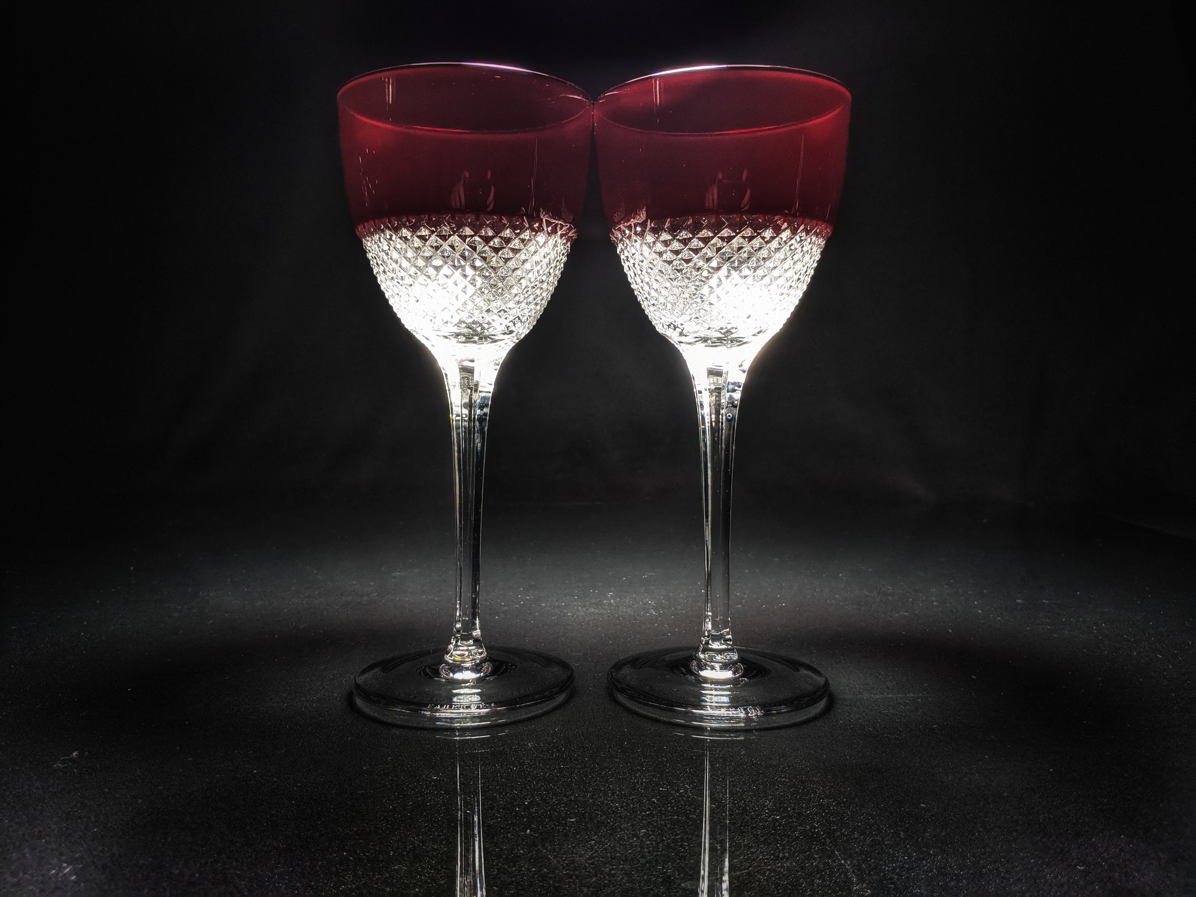 Faberge Crystal Red and Clear Goblets