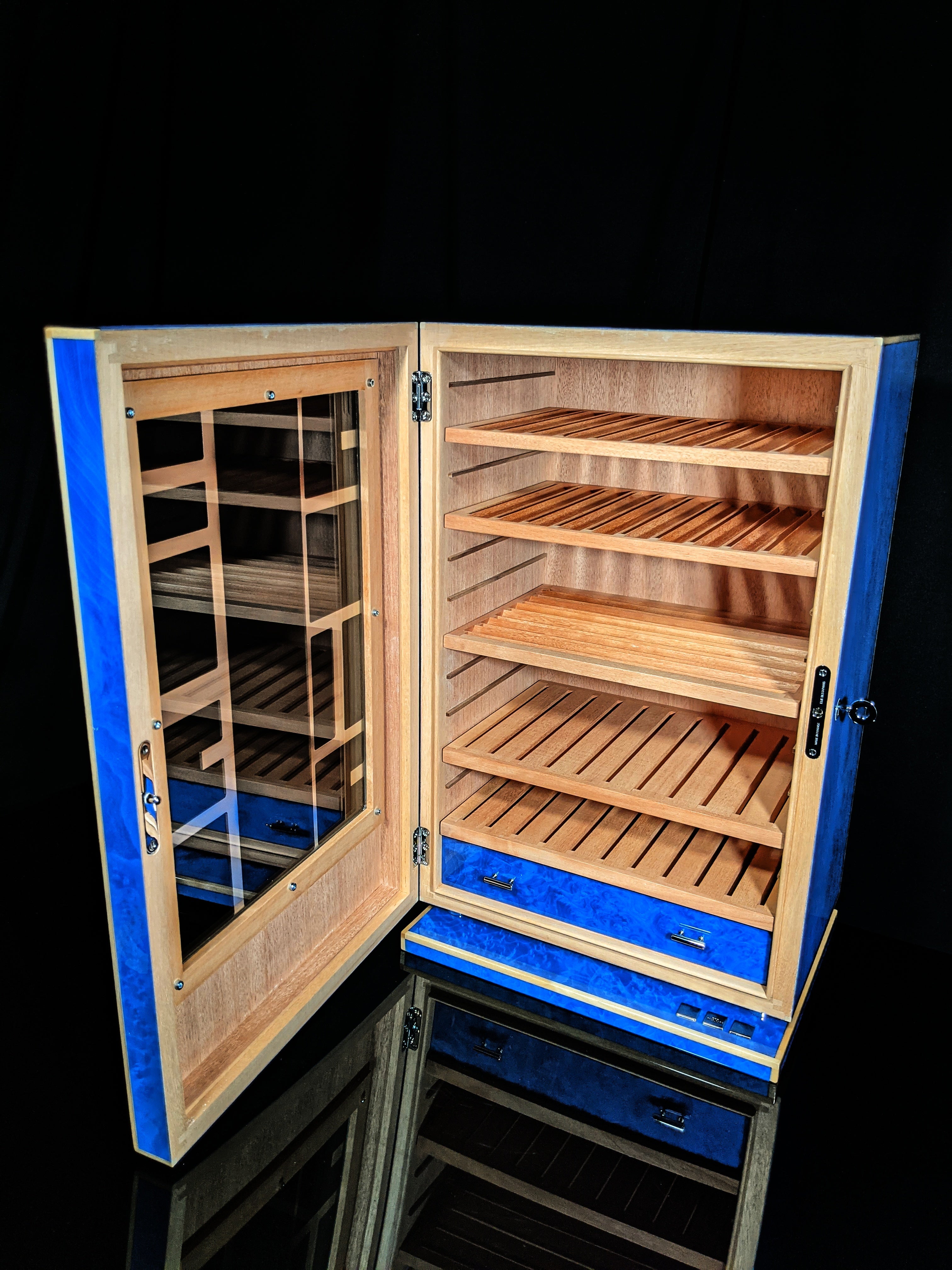 Elie Bleu Blue Madrona Cabinet Humidor
