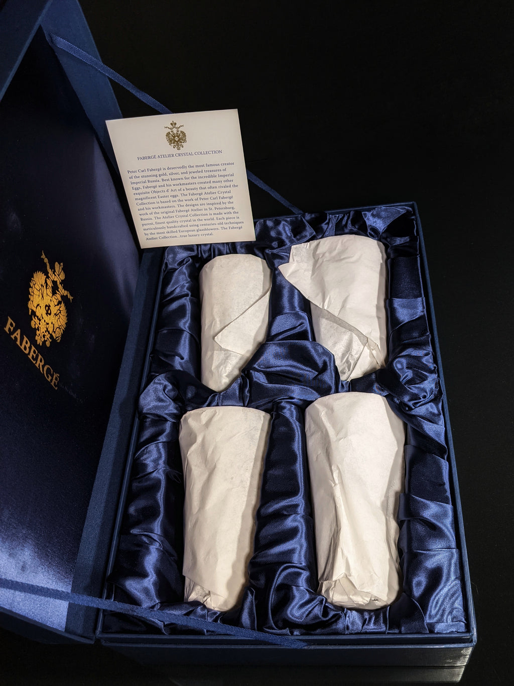 Faberge  Crystal Highball Glasses set of 4 NIB