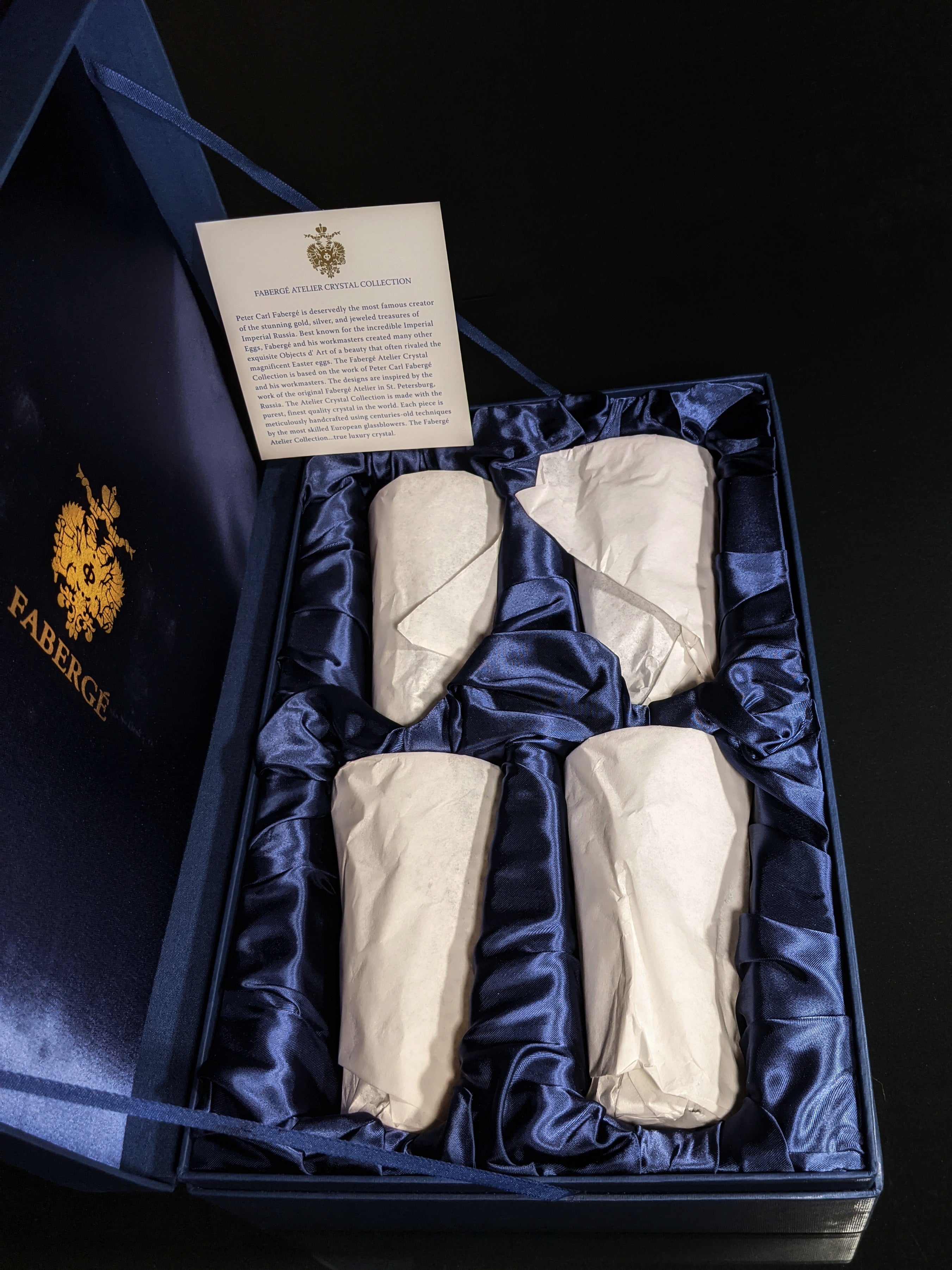 Faberge  Crystal Highball Glasses set of 4 NIB
