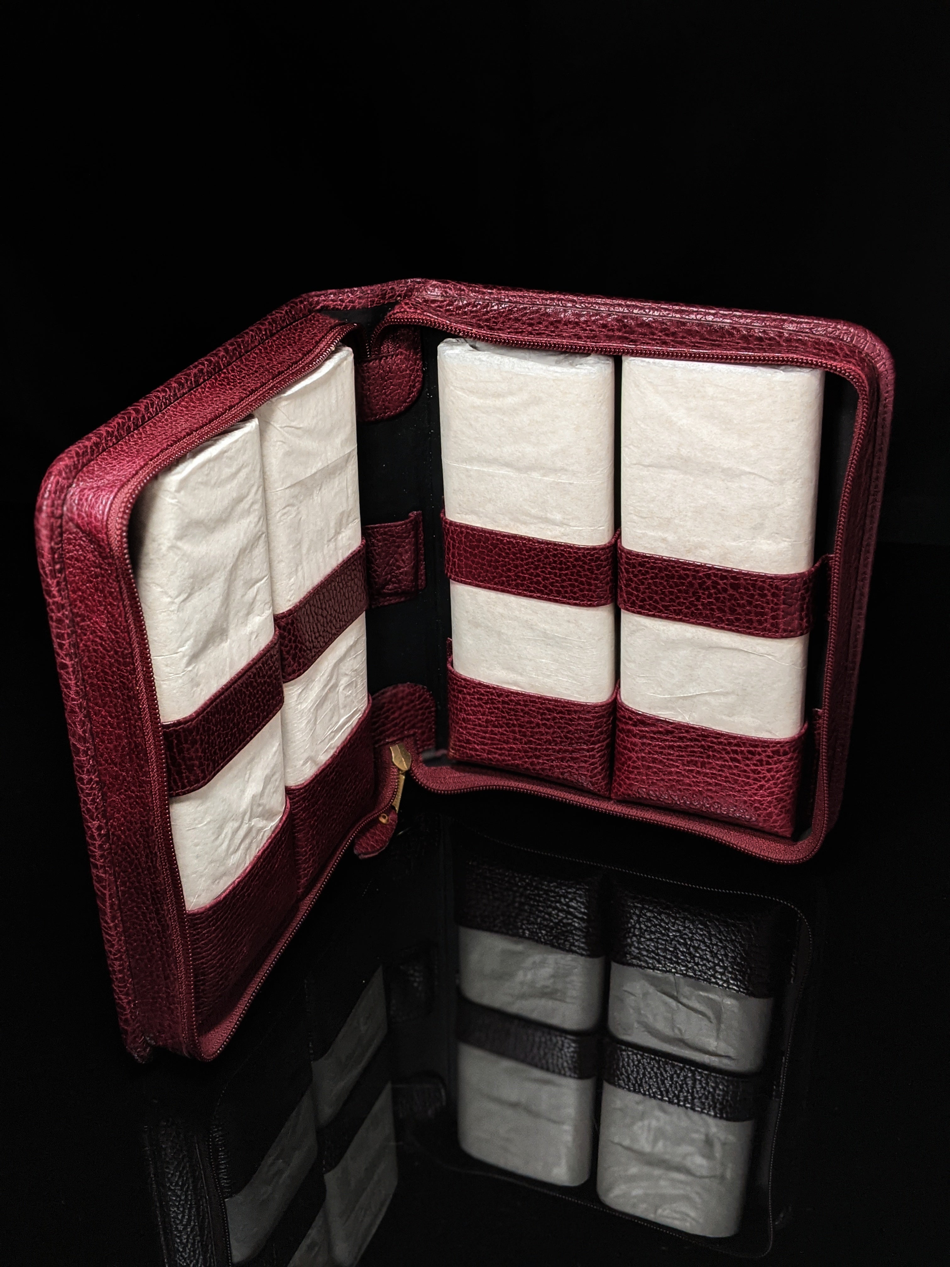 pheasant leather bordeaux carrying case NIB Made in Spain