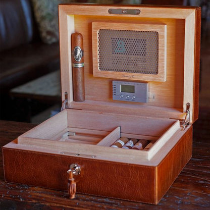 Brizard & Co. The "Airflow" Cigar Humidor - Antique Saddle Leather (30/40 Count)