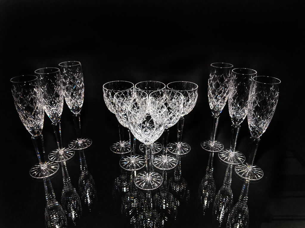 Faberge Clear Crystal Flutes and Goblets