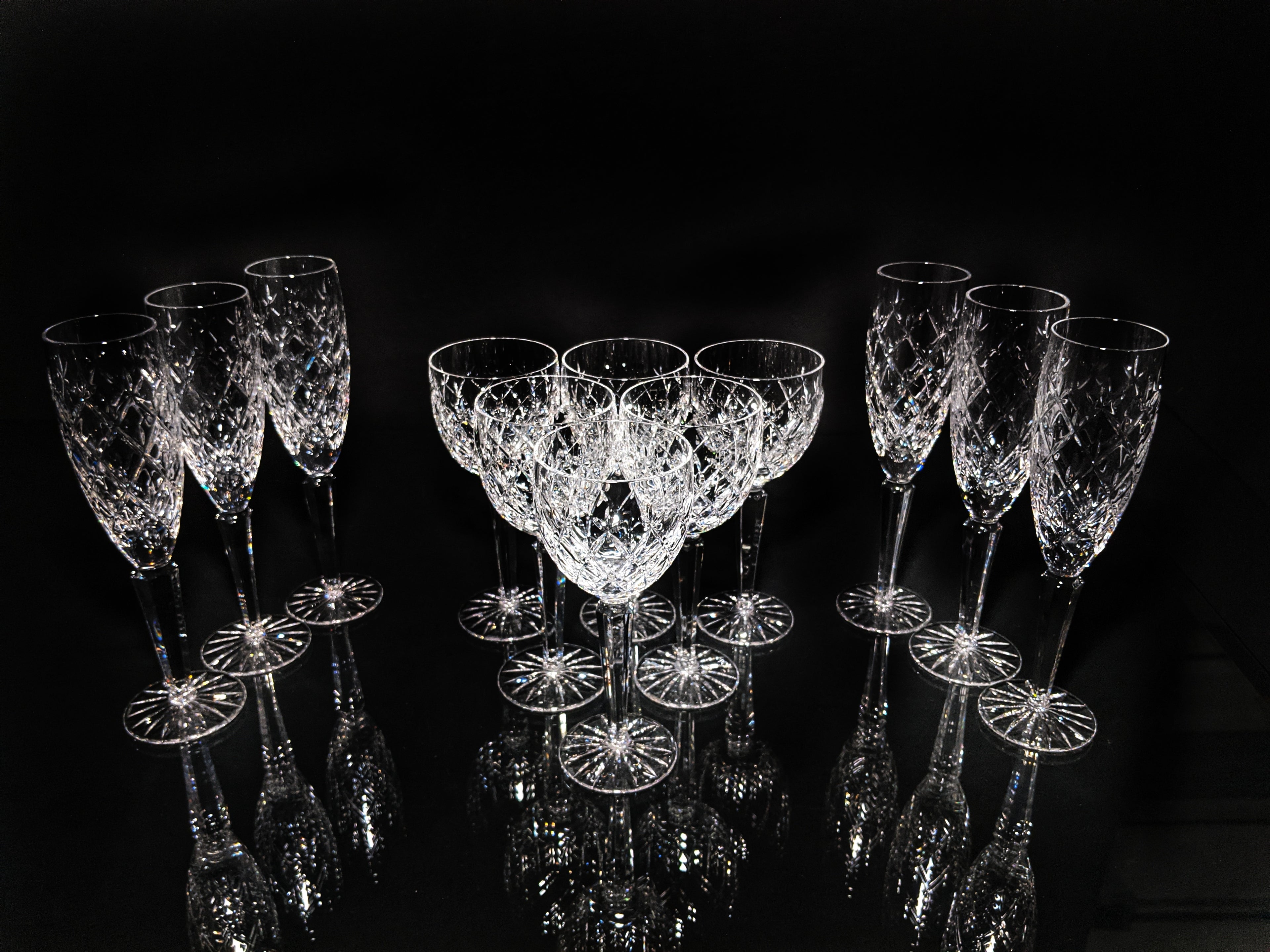 Faberge Clear Crystal Flutes and Goblets