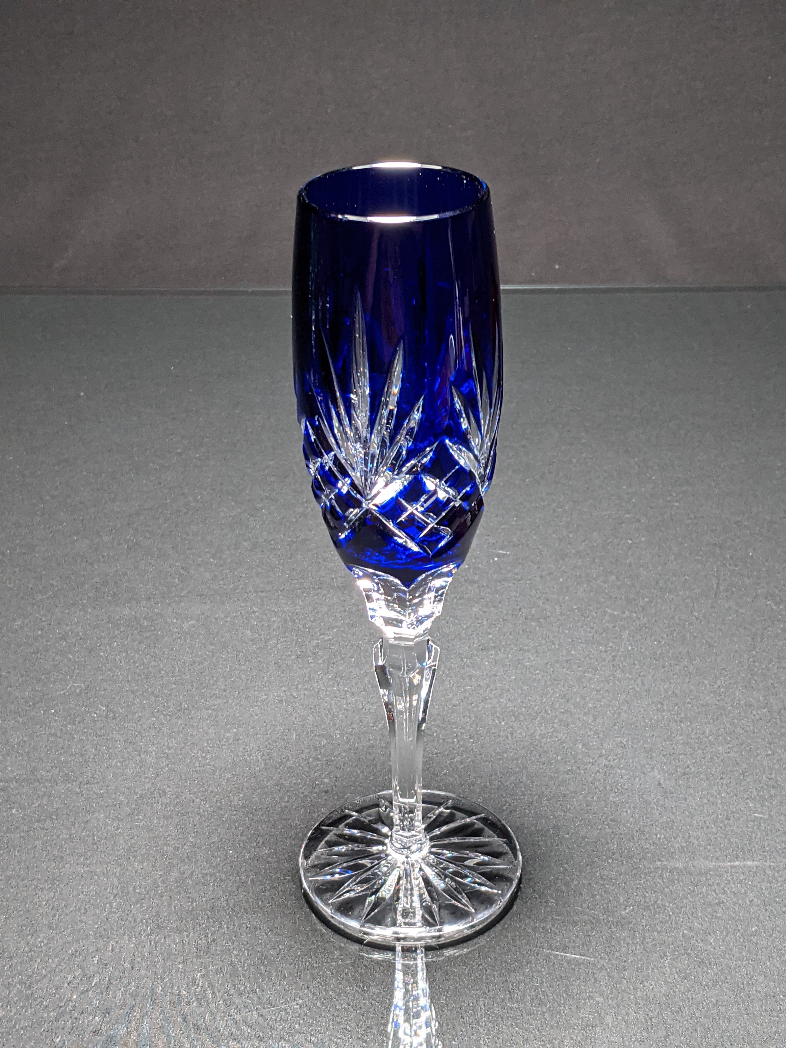 AJKA Colored Crystal Champagne Flutes — Set of 6
