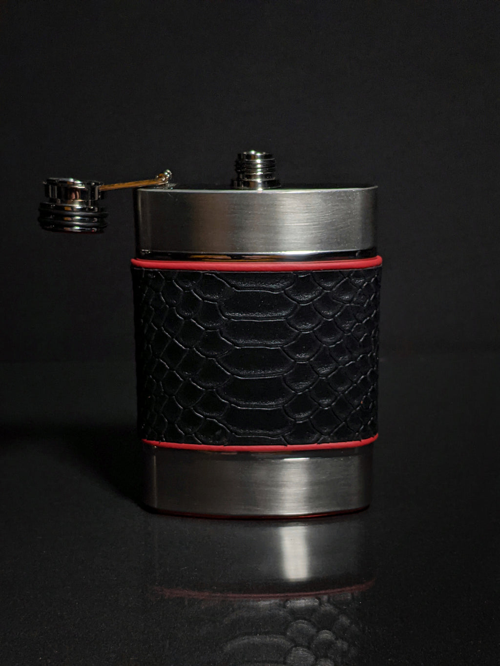 Brizard and Co. The 6 oz Flask - Black Python Leather and Racing Red