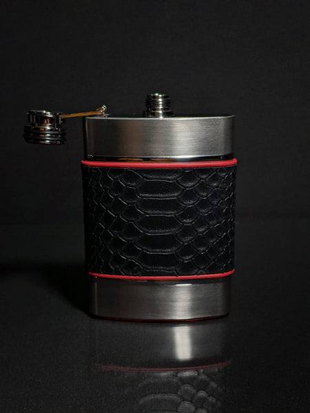 Brizard and Co. The 6 oz Flask - Black Python Leather and Racing Red