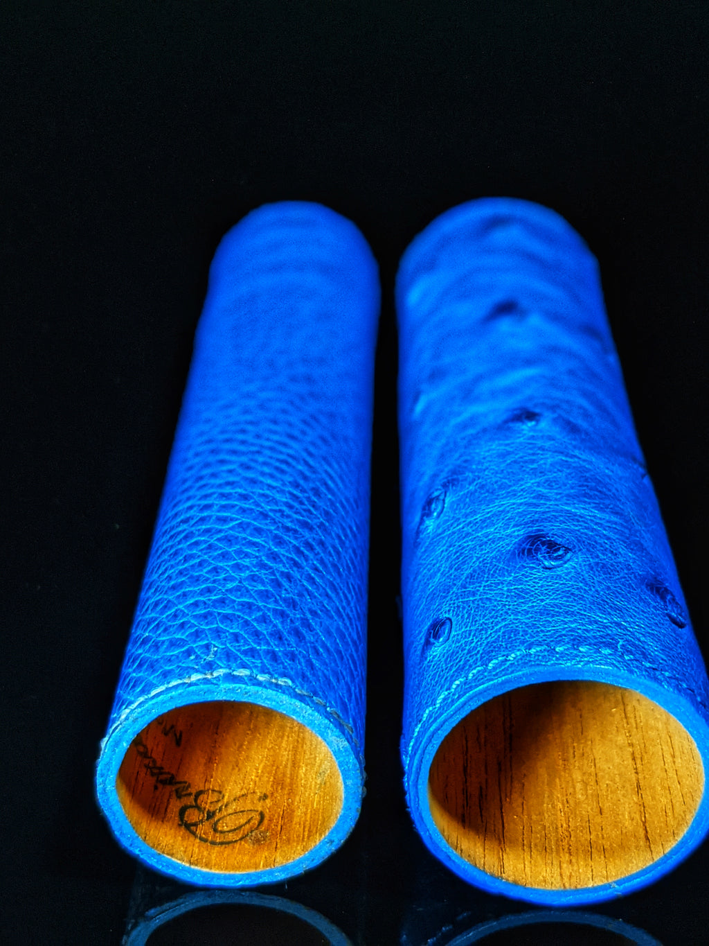 Brizard and Co Blue Ostrich Single Cigar Tube Holder