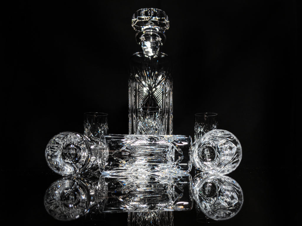Fabergé Monte Carlo Crystal Vodka Decanter with 6 Shot Glasses