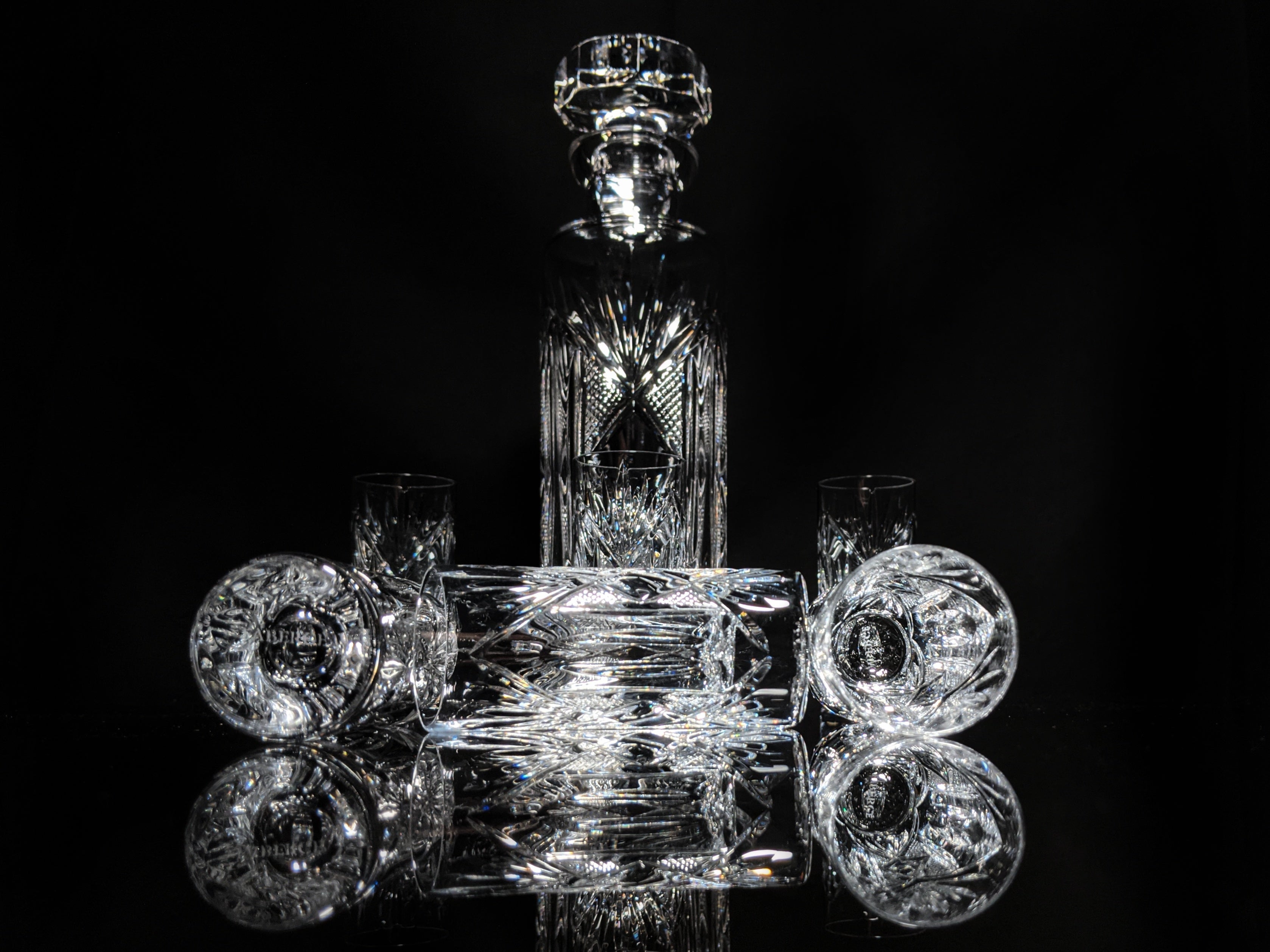 Fabergé Monte Carlo Crystal Vodka Decanter with 6 Shot Glasses