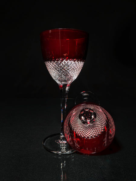 Faberge Crystal Red and Clear Goblets
