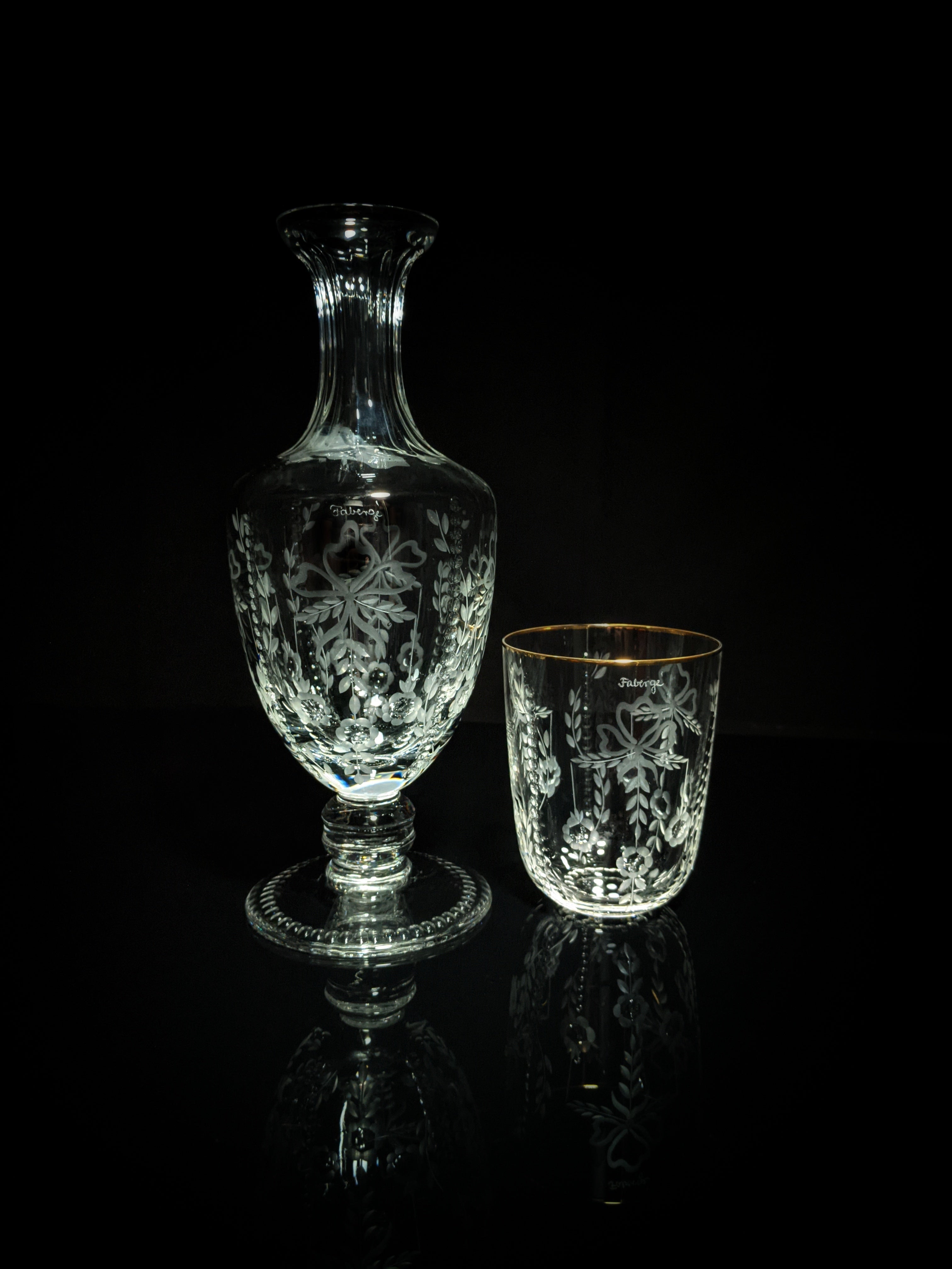 Faberge Crystal Gatchina Palace Carafe Decanter with matching glass NIB