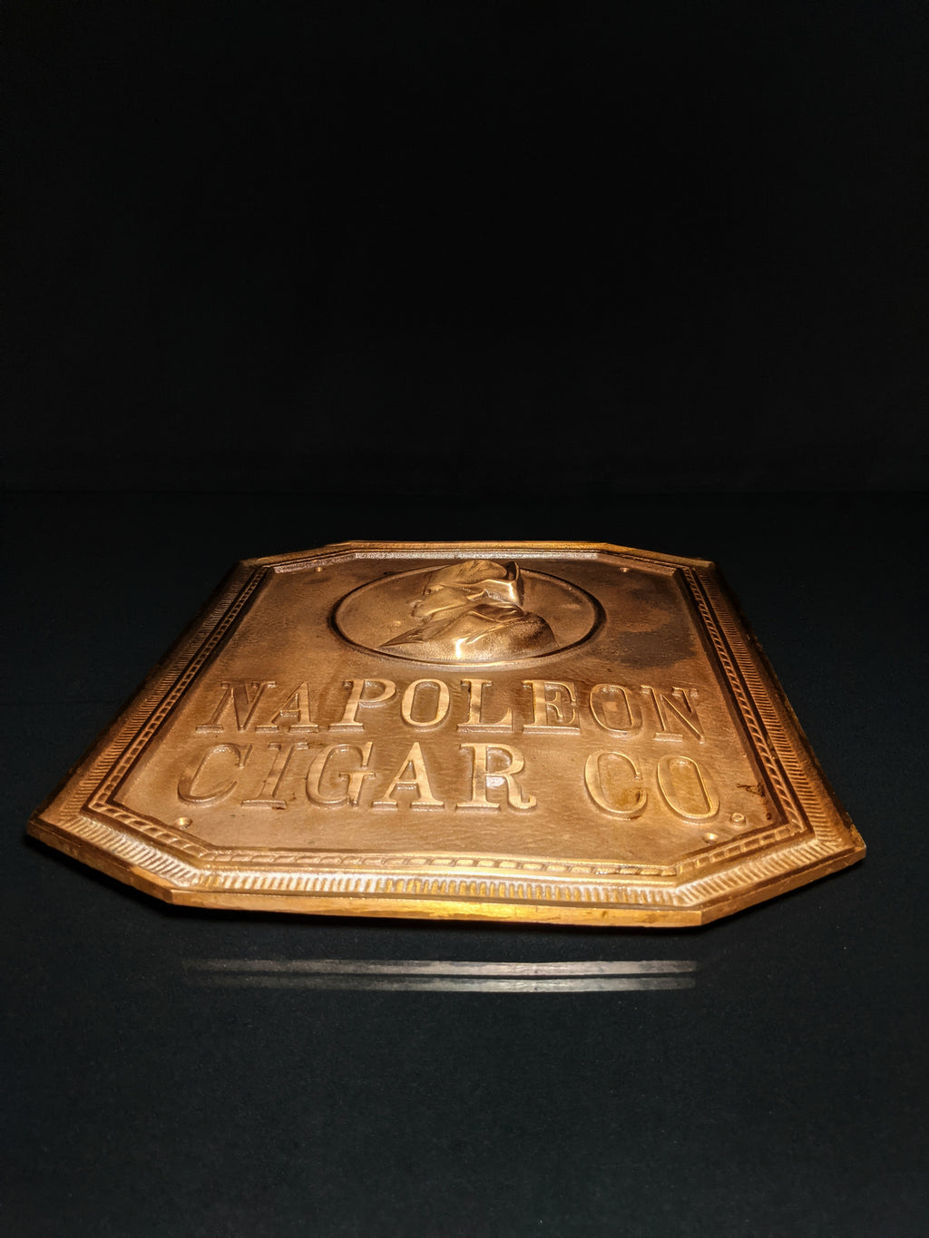 Napoleon Cigar Co. Solid Bronze Sign — 15.75" H × 12.75" W