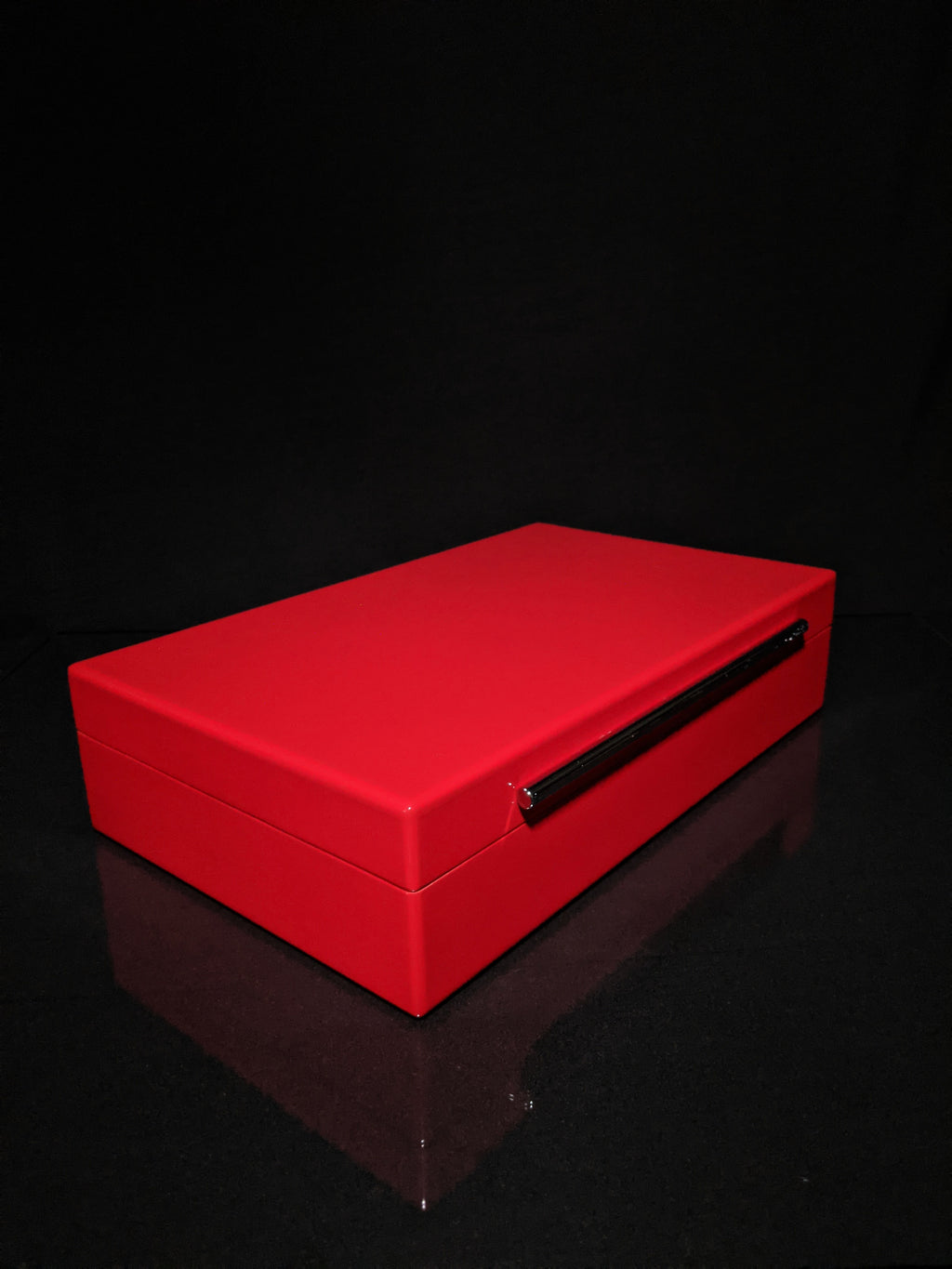 Red Lacquer Finish Wood Humidor Showroom Model
