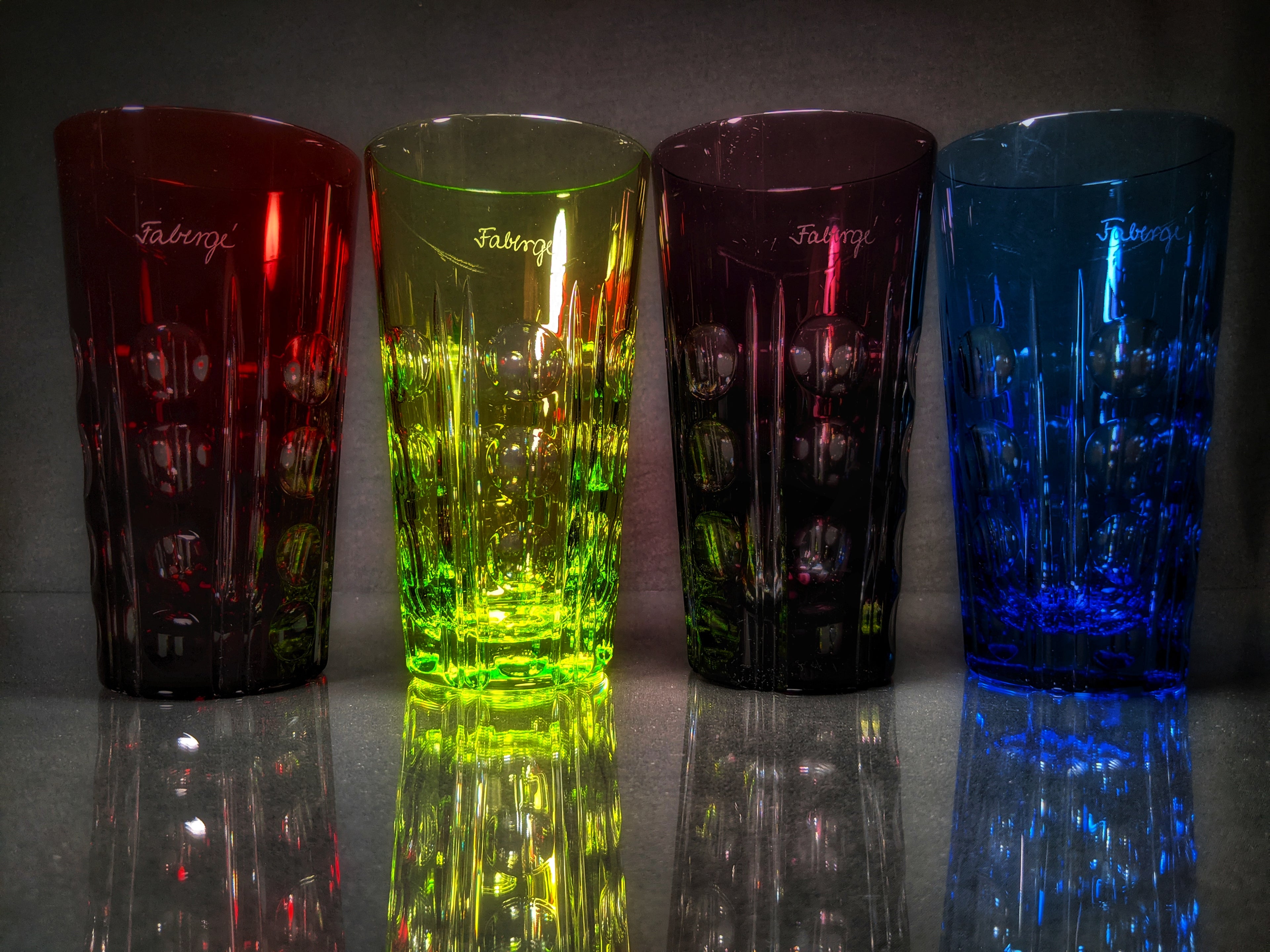 Faberge Crystal Colored Bubble Glasses